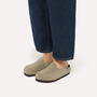 Birkenstock Amsterdam Wrapped Suede Leather in Taupe - Getoutside Shoes