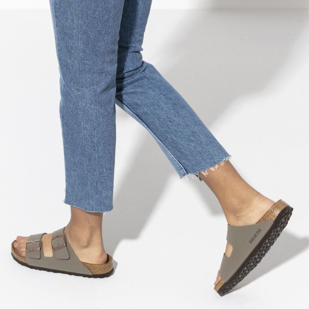 Birkenstock Arizona Birkibuc in Stone - Getoutside Shoes
