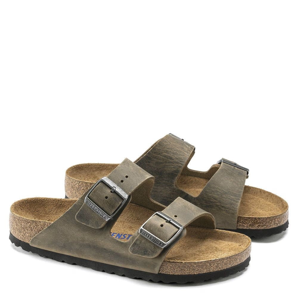 Birkenstock Arizona Soft Footbed Oiled Leather in Faded Khaki - Getoutside Shoes