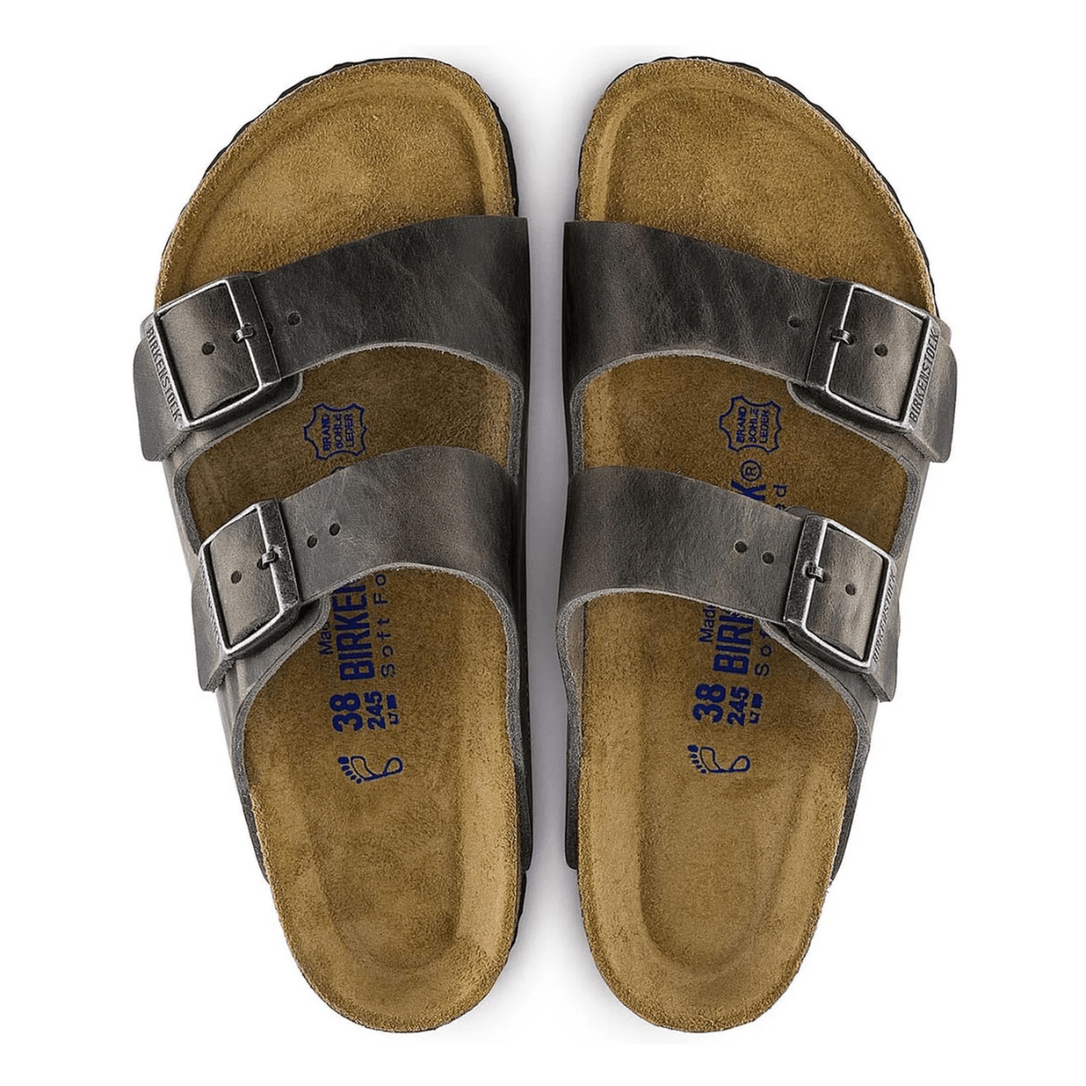 Birkenstock Arizona Softbed Oiled Leather in Iron - Getoutside Shoes