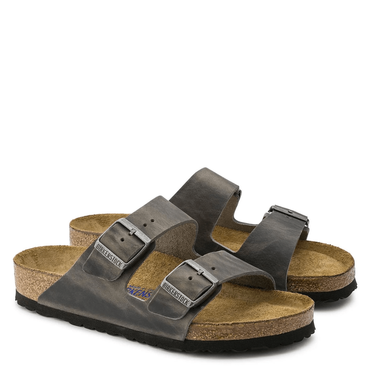 Birkenstock Arizona Softbed Oiled Leather in Iron - Getoutside Shoes