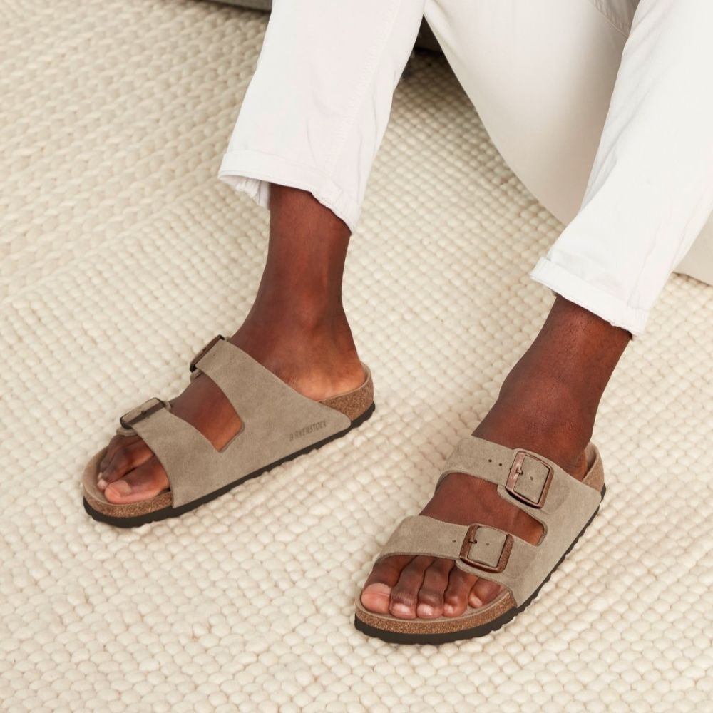 Birkenstock Arizona Suede Leather in Taupe - Getoutside Shoes