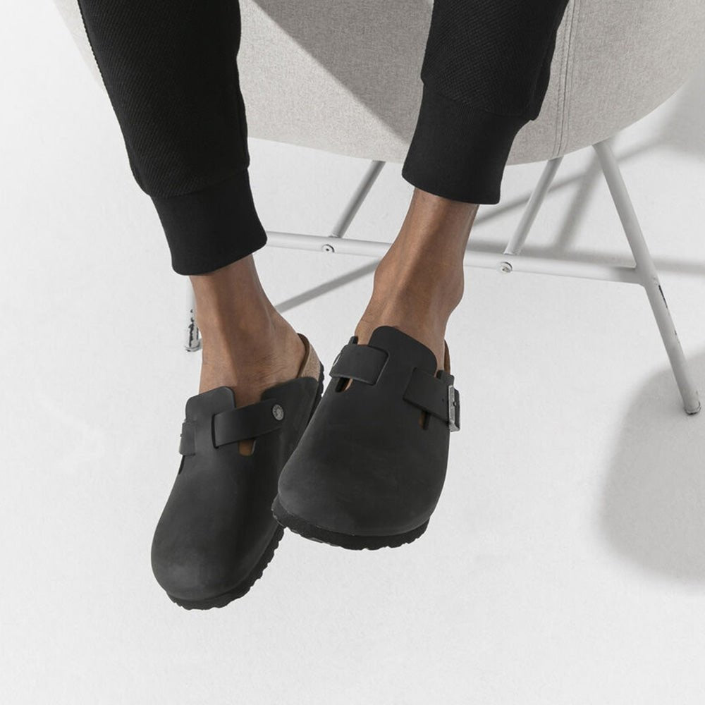 Birkenstock Boston Oiled Leather in Black - Getoutside Shoes