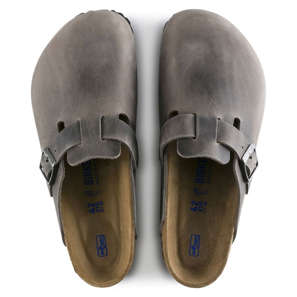 Birkenstock Boston Softbed Oiled Leather in Iron - Getoutside Shoes