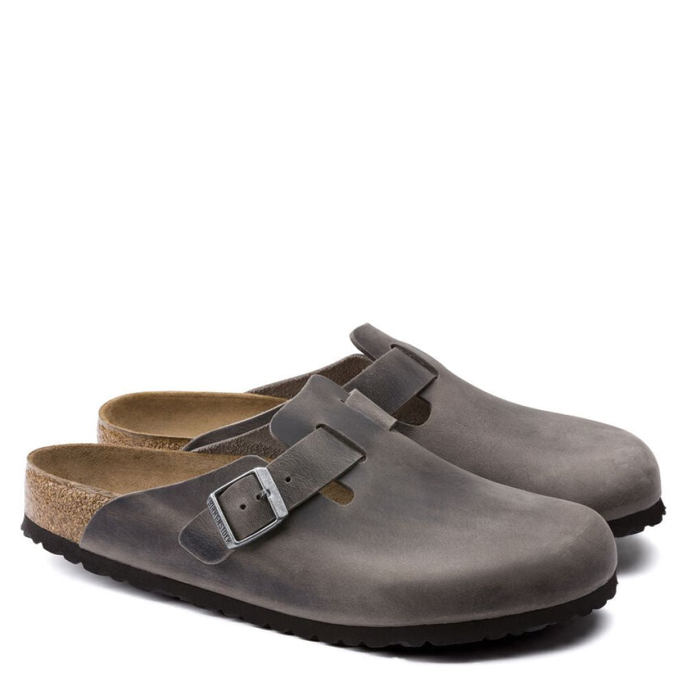 Birkenstock Boston Softbed Oiled Leather in Iron - Getoutside Shoes