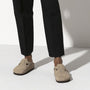 Birkenstock Boston Softbed Suede Leather in Taupe - Getoutside Shoes