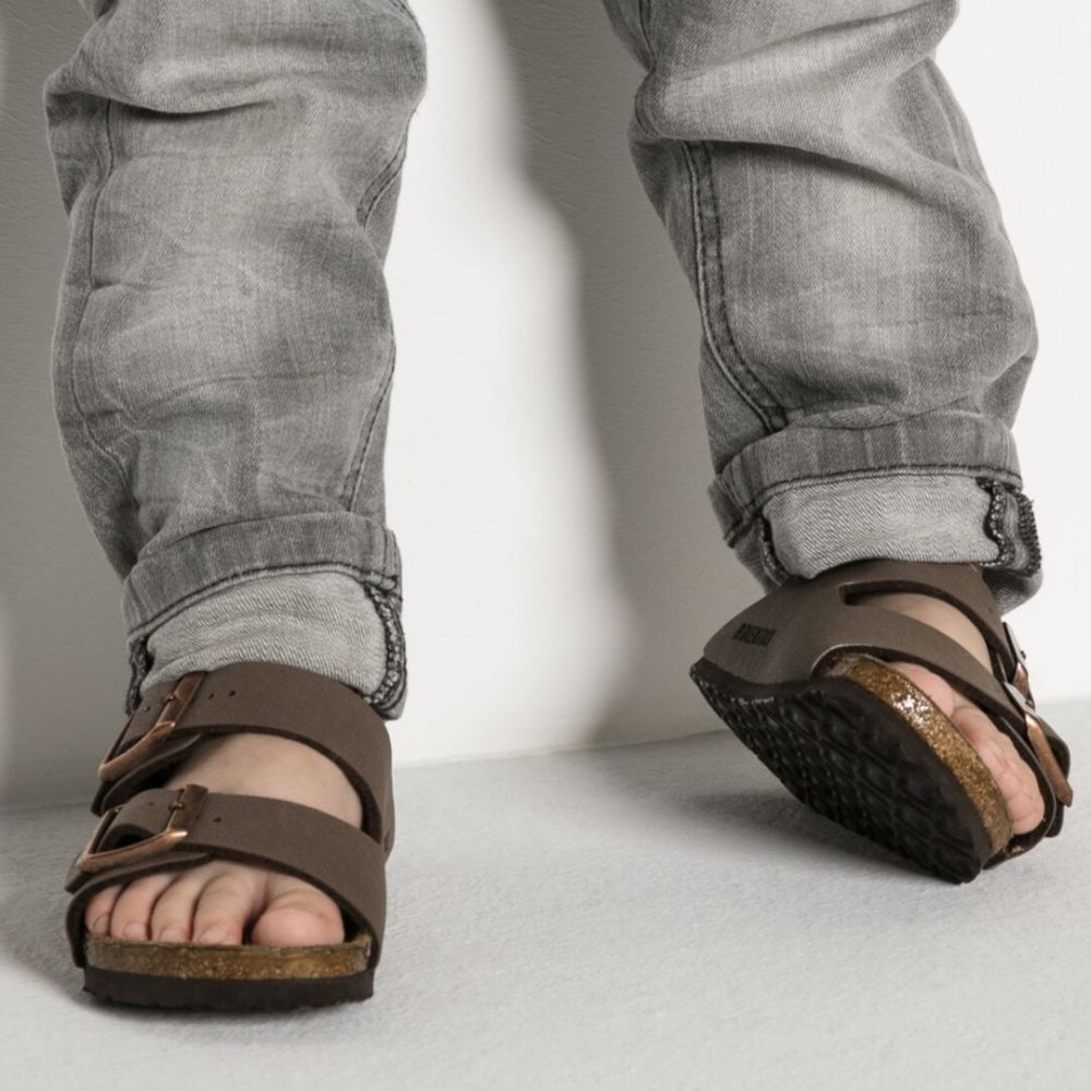 Birkenstock Kids Arizona Birkibuc in Mocha (Narrow Width) - Getoutside Shoes
