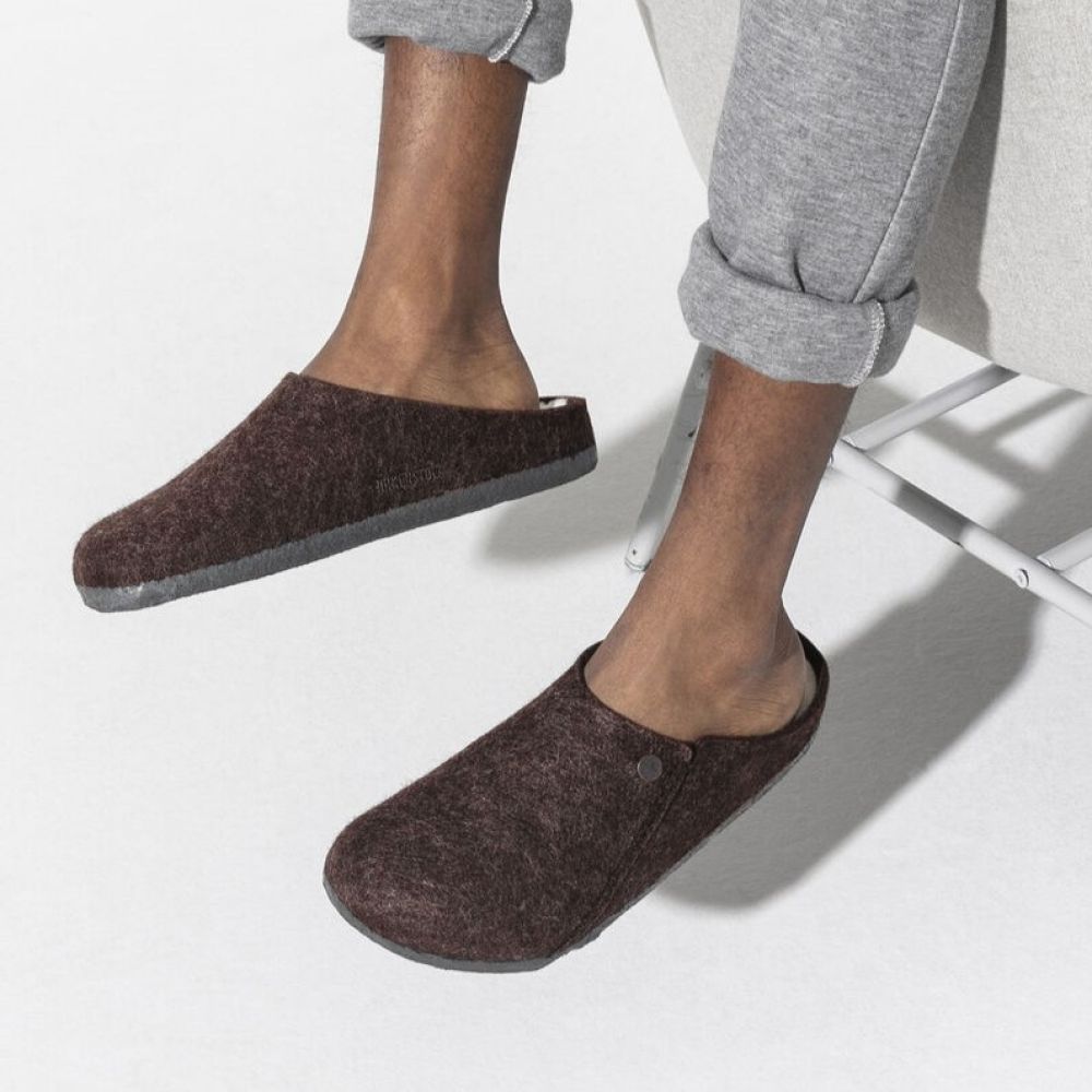 Birkenstock Men's Zermatt Shearling Wool Felt in Mocha - Getoutside Shoes