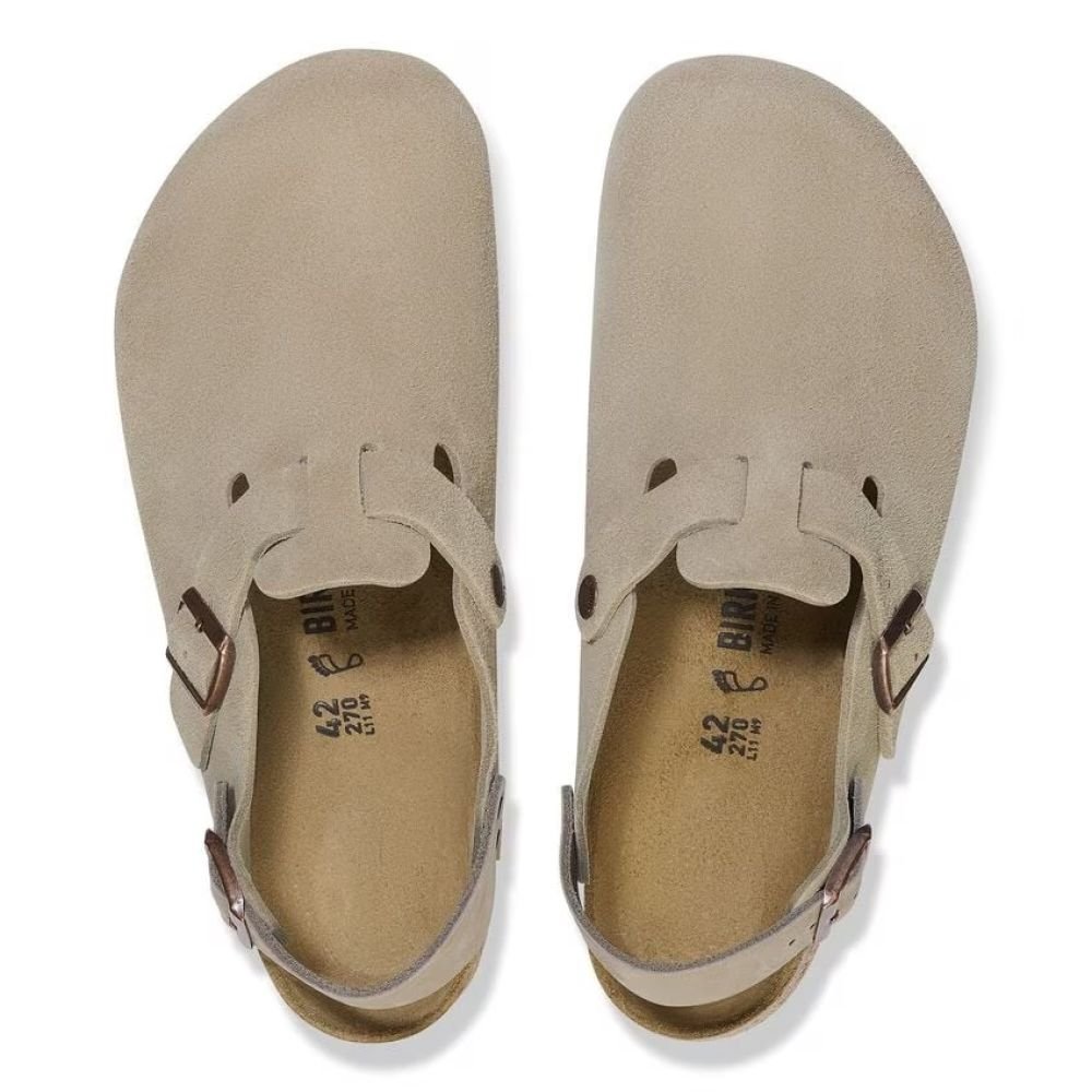 Birkenstock Tokio Suede Leather in Taupe - Getoutside Shoes