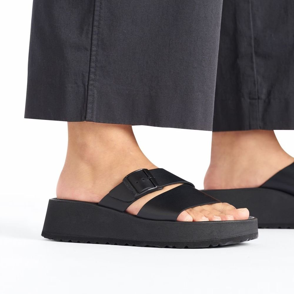 Birkenstock Women's Almina Leather in Black - Getoutside Shoes