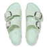 Birkenstock Women's Arizona Big Buckle Natural Leather Patent in High Shine Surf Green - Getoutside Shoes