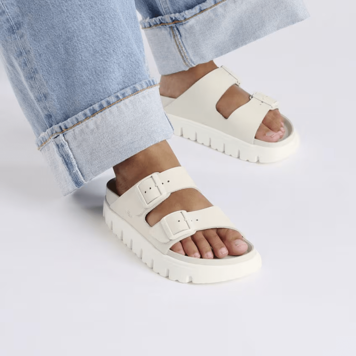 Birkenstock Women's Arizona Chunky Leather in Eggshell - Getoutside Shoes