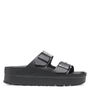 Birkenstock Women's Arizona Flex Platform Leather in Black - Getoutside Shoes