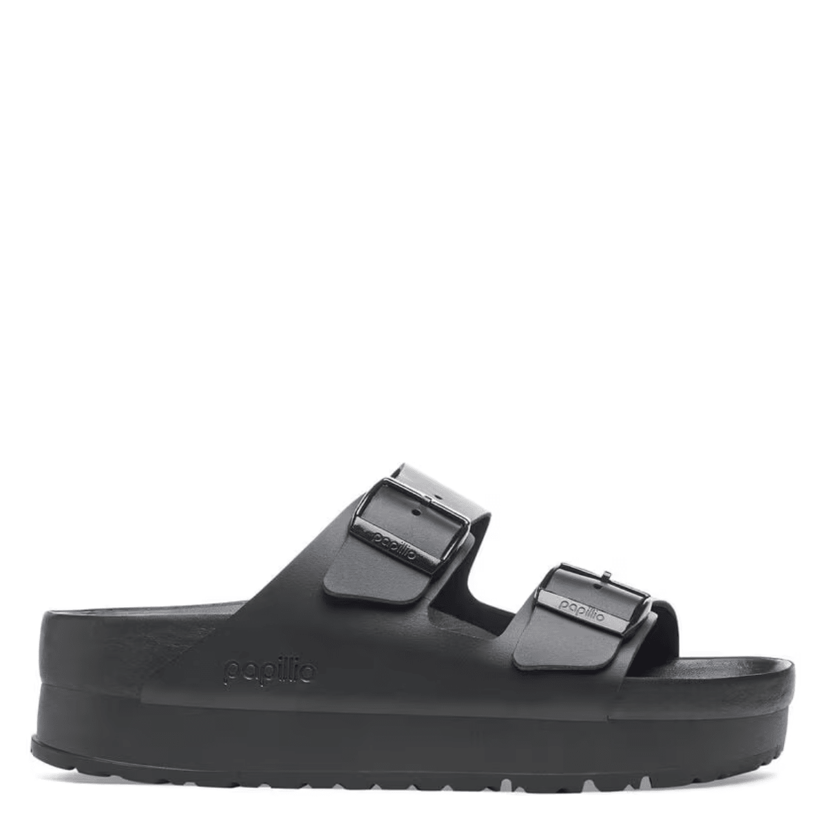 Birkenstock Women's Arizona Flex Platform Leather in Black - Getoutside Shoes