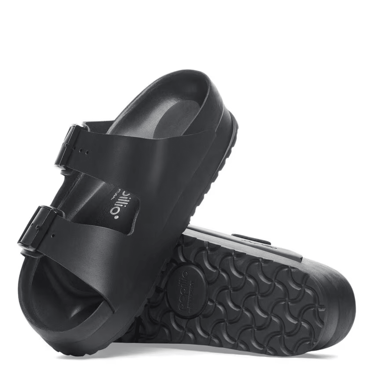 Birkenstock Women's Arizona Flex Platform Leather in Black - Getoutside Shoes