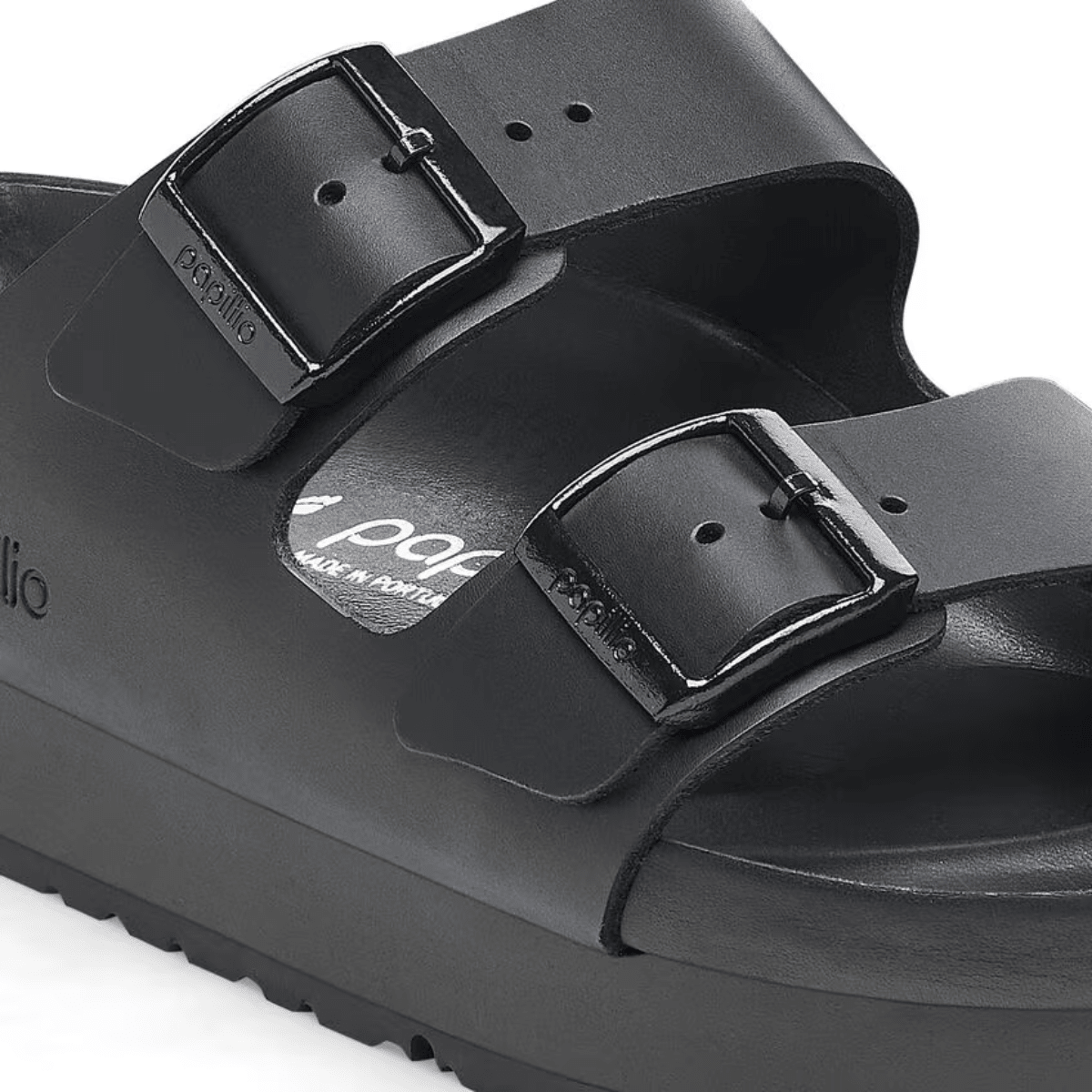 Birkenstock Women's Arizona Flex Platform Leather in Black - Getoutside Shoes