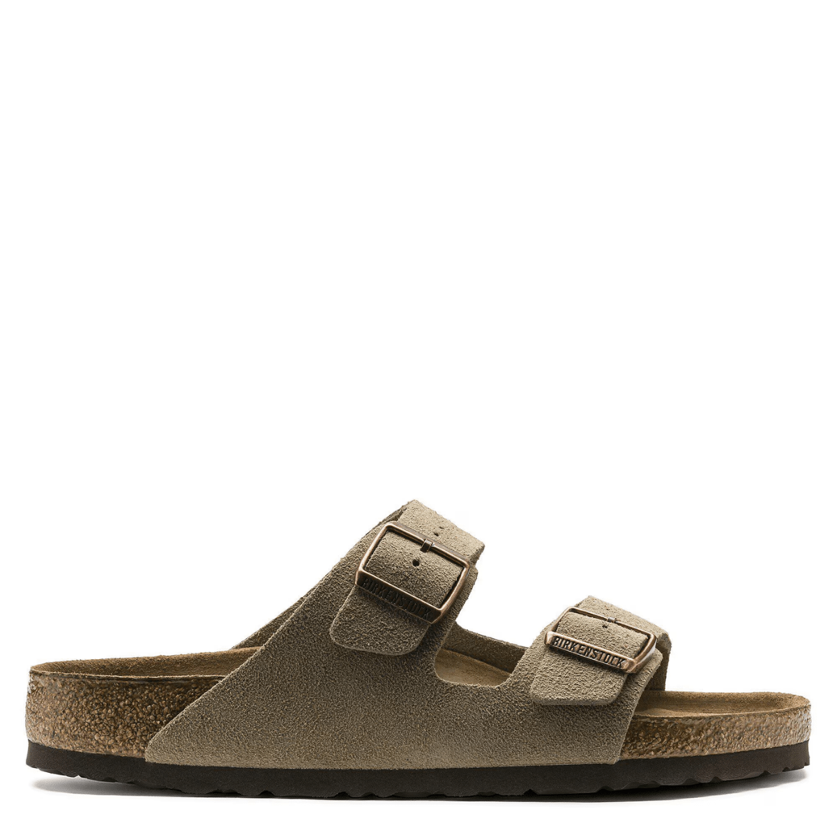 Birkenstock Women's Arizona Softbed Suede Leather in Taupe - Getoutside Shoes