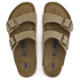 Birkenstock Women's Arizona Softbed Suede Leather in Taupe - Getoutside Shoes