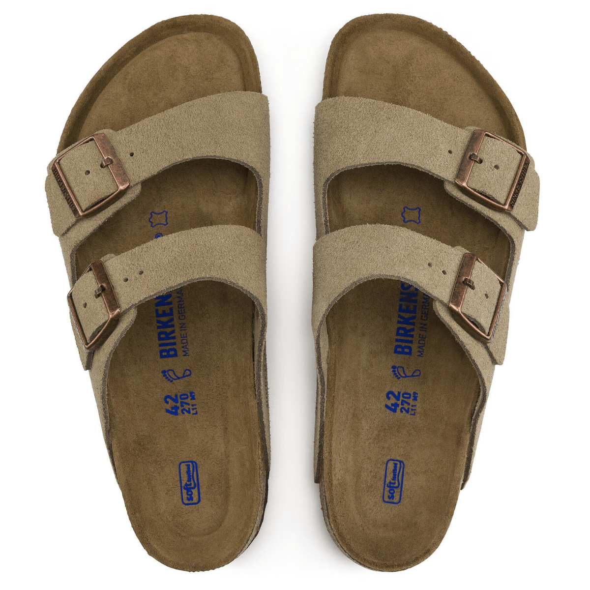 Birkenstock Women's Arizona Softbed Suede Leather in Taupe - Getoutside Shoes