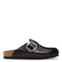 Birkenstock Women's Boston Big Buckle Leather in Black Dressy Leather - Getoutside Shoes