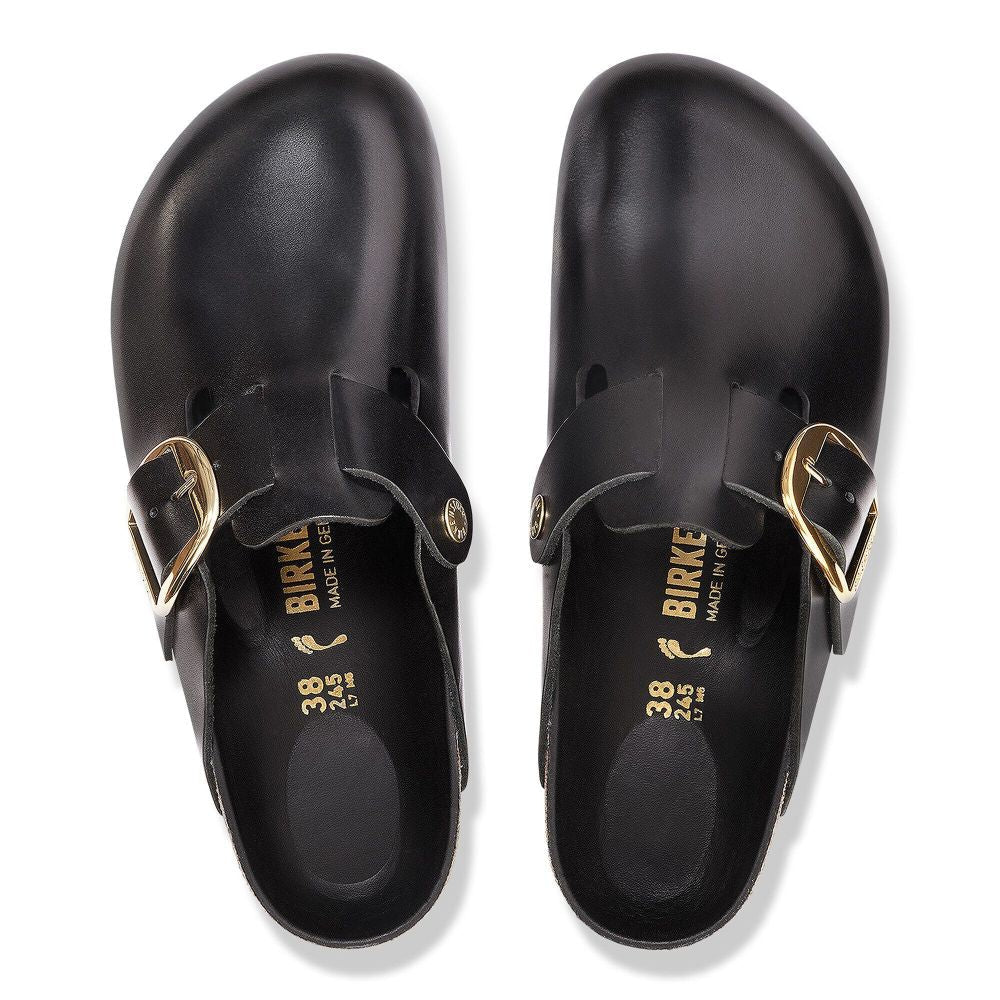 Birkenstock Women's Boston Big Buckle Leather in Black Dressy Leather - Getoutside Shoes