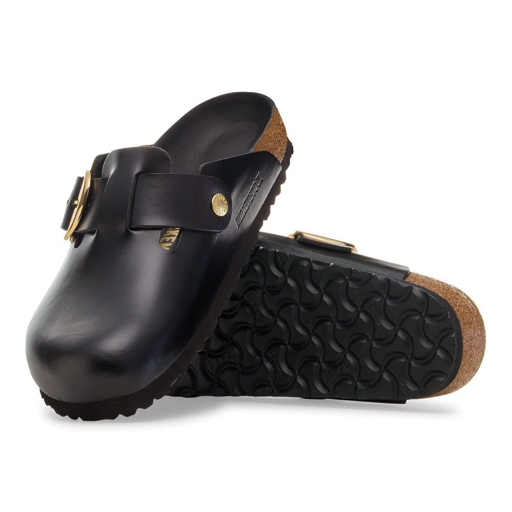 Birkenstock Women's Boston Big Buckle Leather in Black Dressy Leather - Getoutside Shoes