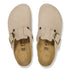 Birkenstock Women's Boston Big Buckle Nubuck Leather in Sandcastle - Getoutside Shoes