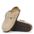 Birkenstock Women's Boston Big Buckle Nubuck Leather in Sandcastle - Getoutside Shoes