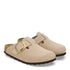 Birkenstock Women's Boston Big Buckle Nubuck Leather in Sandcastle - Getoutside Shoes