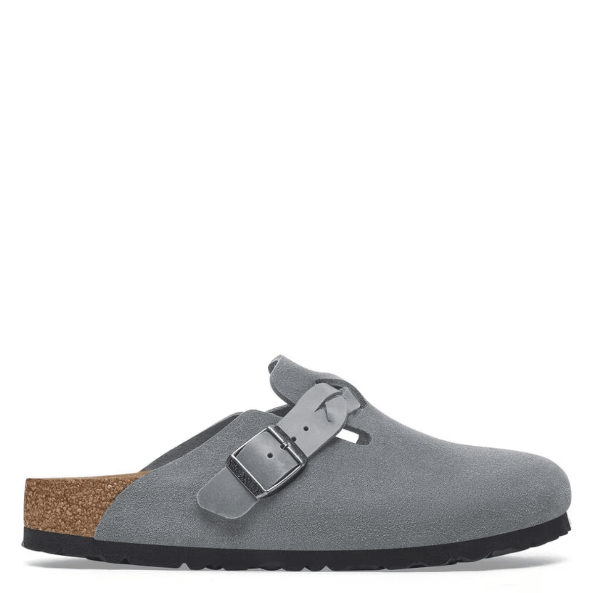 Birkenstock Women's Boston Braided Suede Leather in Basalt Gray - Getoutside Shoes