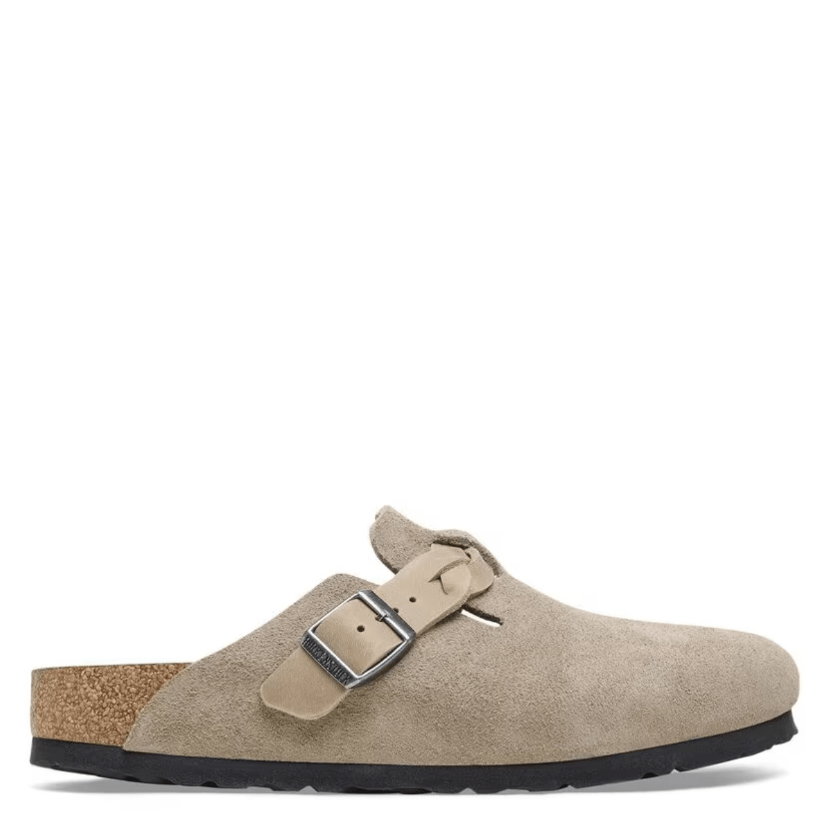 Birkenstock Women's Boston Braided Suede Leather in Taupe - Getoutside Shoes