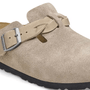 Birkenstock Women's Boston Braided Suede Leather in Taupe - Getoutside Shoes