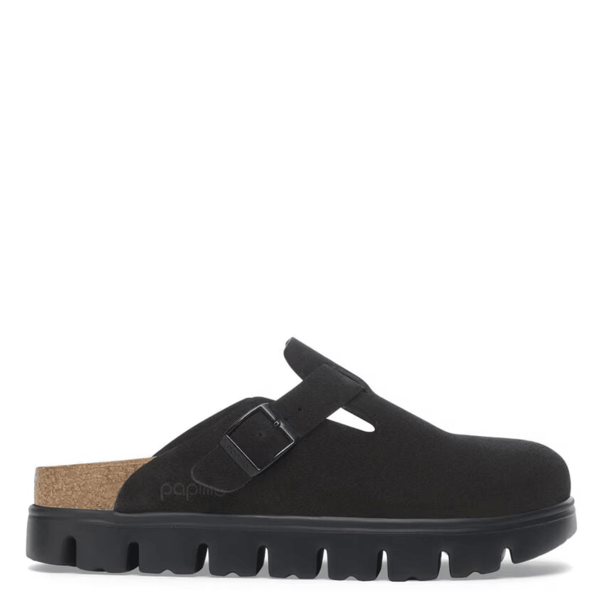 Birkenstock Women's Boston Chunky Suede Leather in Black/Black - Getoutside Shoes