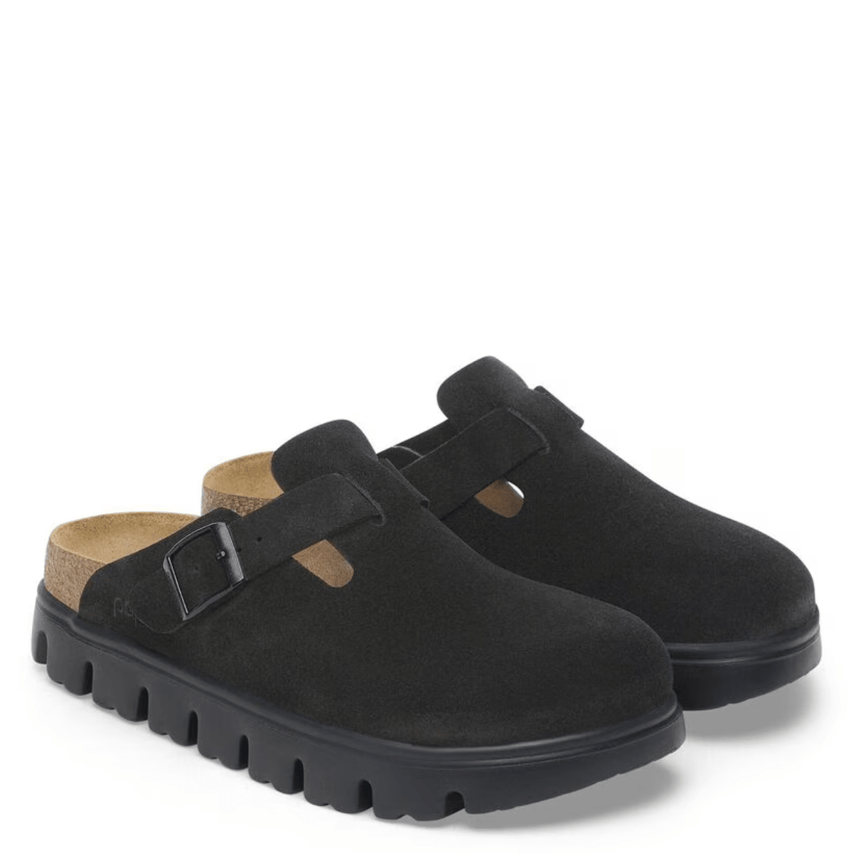 Birkenstock Women's Boston Chunky Suede Leather in Black/Black - Getoutside Shoes