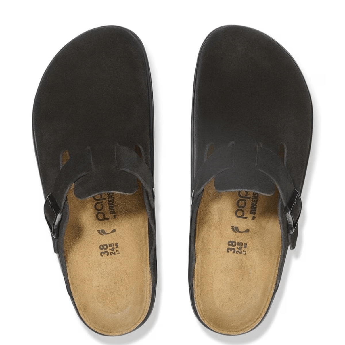 Birkenstock Women's Boston Chunky Suede Leather in Black/Black - Getoutside Shoes