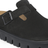 Birkenstock Women's Boston Chunky Suede Leather in Black/Black - Getoutside Shoes