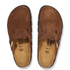 Birkenstock Women's Boston Chunky Suede Leather in Dark Tea/ Black - Getoutside Shoes