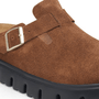 Birkenstock Women's Boston Chunky Suede Leather in Dark Tea/ Black - Getoutside Shoes