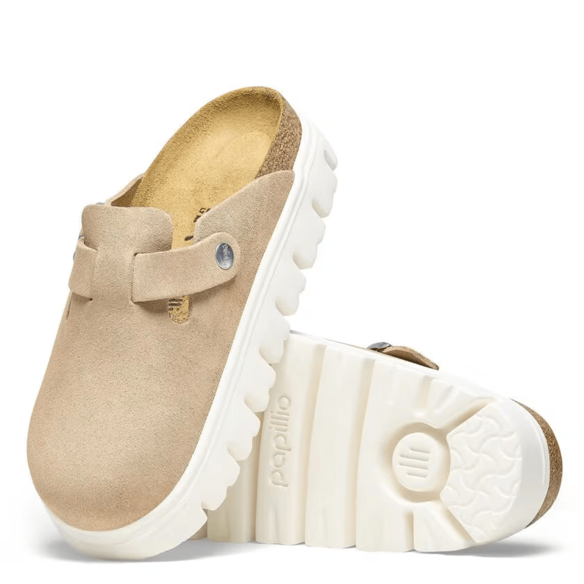 Birkenstock Women's Boston Chunky Suede Leather in Warm Sand - Getoutside Shoes