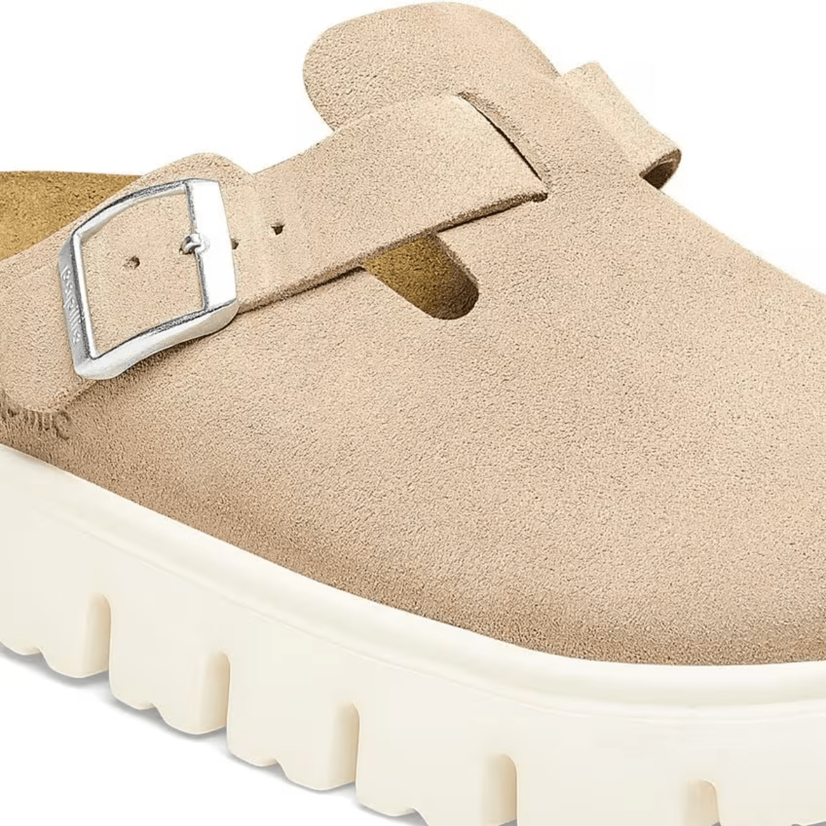 Birkenstock Women's Boston Chunky Suede Leather in Warm Sand - Getoutside Shoes