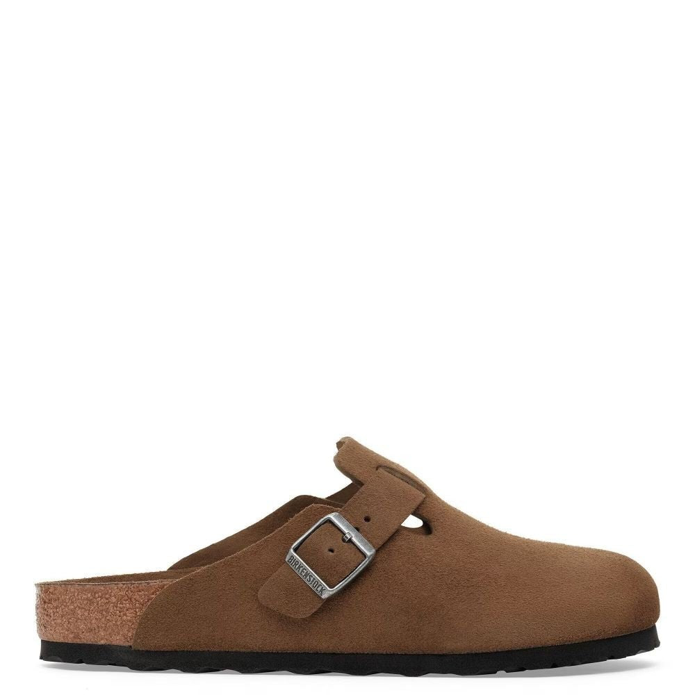 Birkenstock Women's Boston Softbed Suede Leather in Dark Tea Tonal - Getoutside Shoes