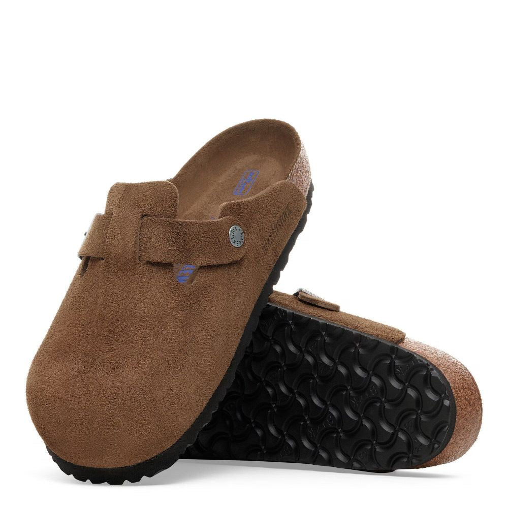 Birkenstock Women's Boston Softbed Suede Leather in Dark Tea Tonal - Getoutside Shoes