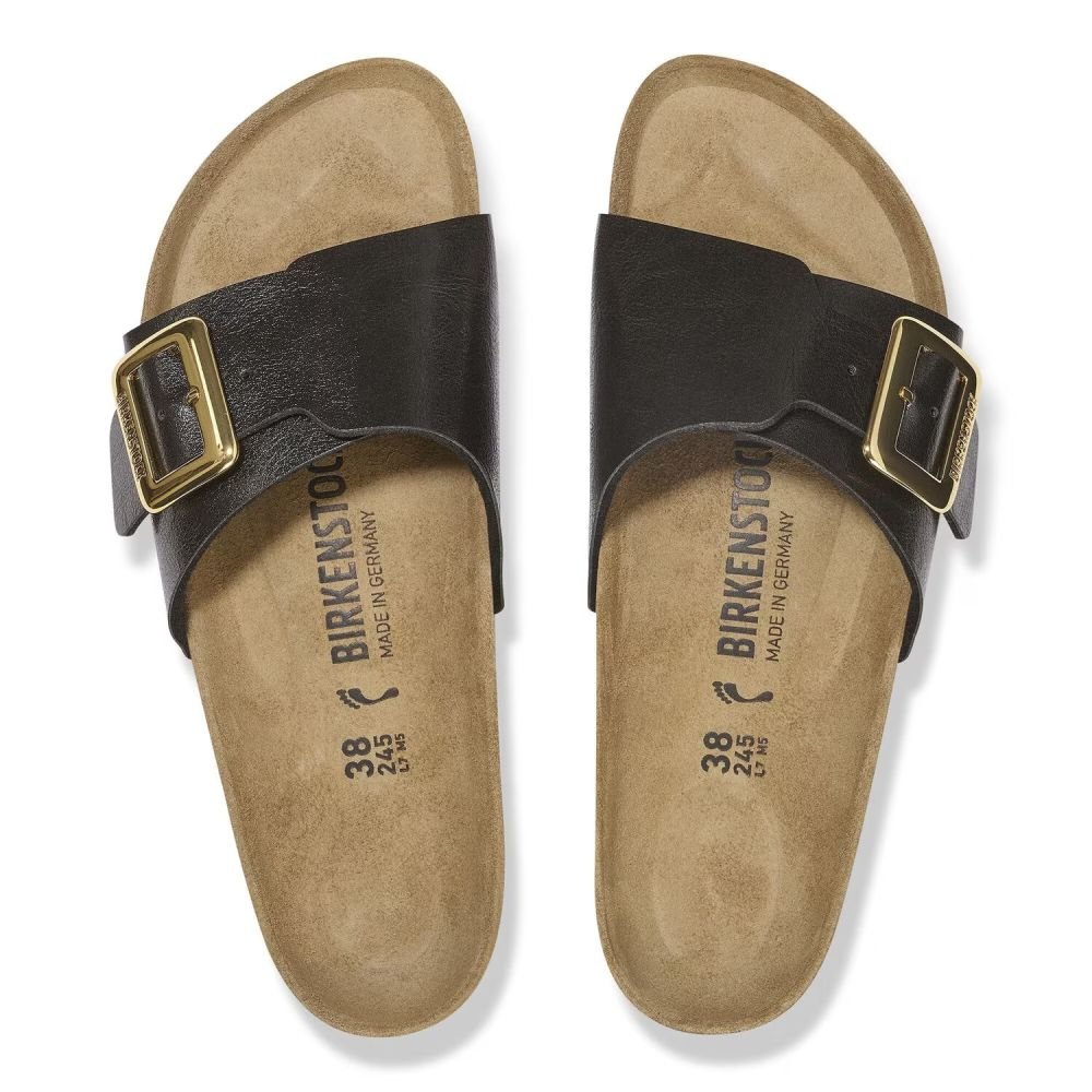 Birkenstock Women's Catalina Luxe Buckle Birko-Flor in Graceful Licorice - Getoutside Shoes