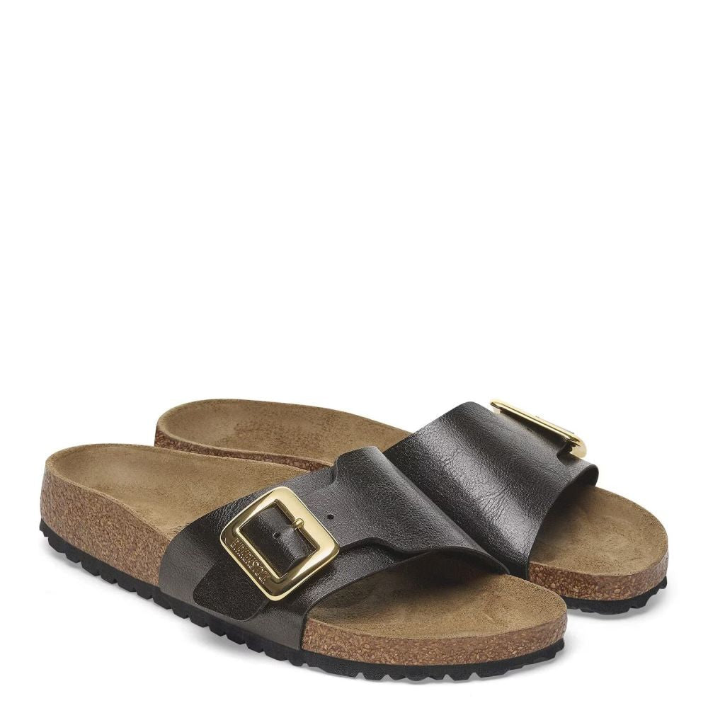 Birkenstock Women's Catalina Luxe Buckle Birko-Flor in Graceful Licorice - Getoutside Shoes