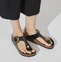 Birkenstock Women's Gizeh Big Buckle Natural Leather Patent in Black - Getoutside Shoes