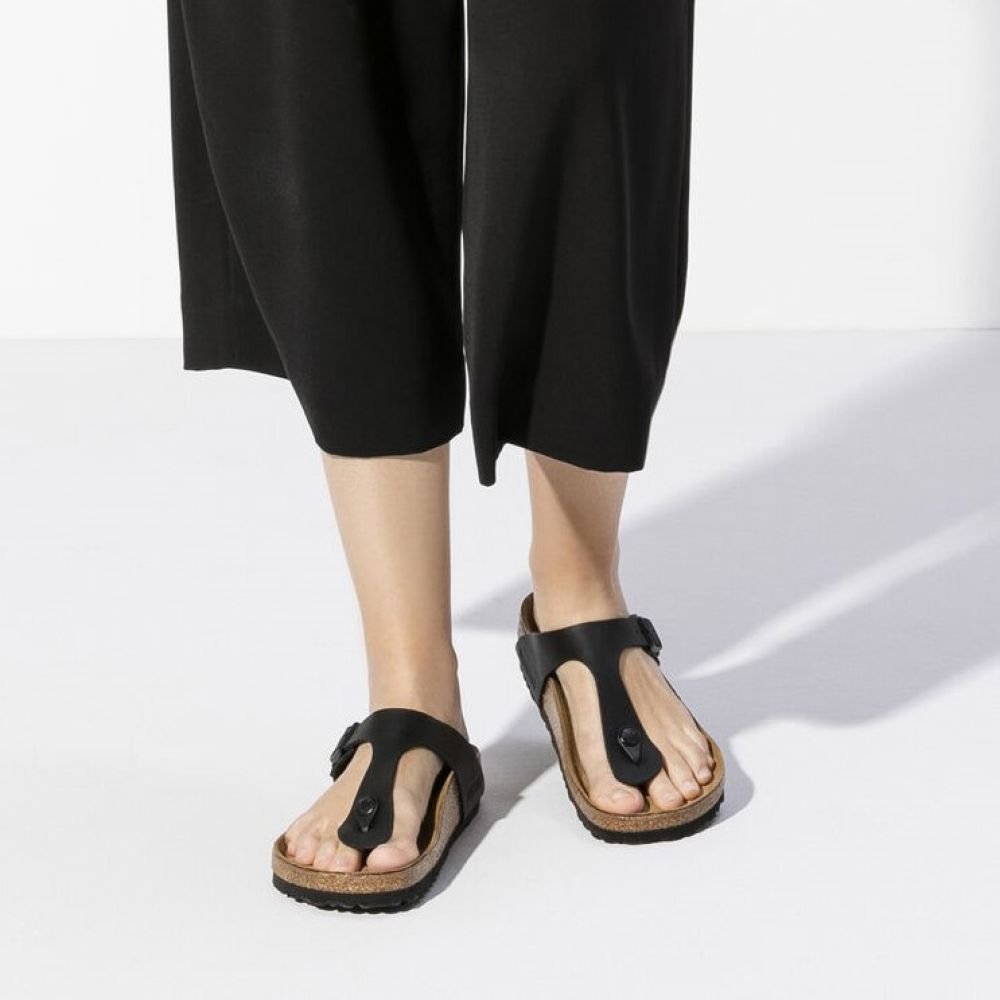 Birkenstock Women's Gizeh Birko-Flor in Black - Getoutside Shoes