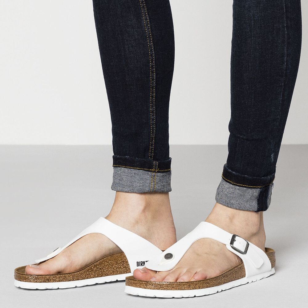 Birkenstock Women's Gizeh Birko-Flor in White - Getoutside Shoes