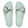 Birkenstock Women's Madrid Big Buckle Natural Leather Patent in High-Shine Surf Green - Getoutside Shoes