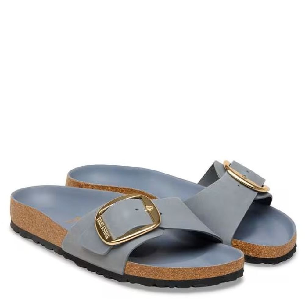 Birkenstock Madrid Big Buckle Oiled Leather in Basalt Gray - Getoutside Shoes