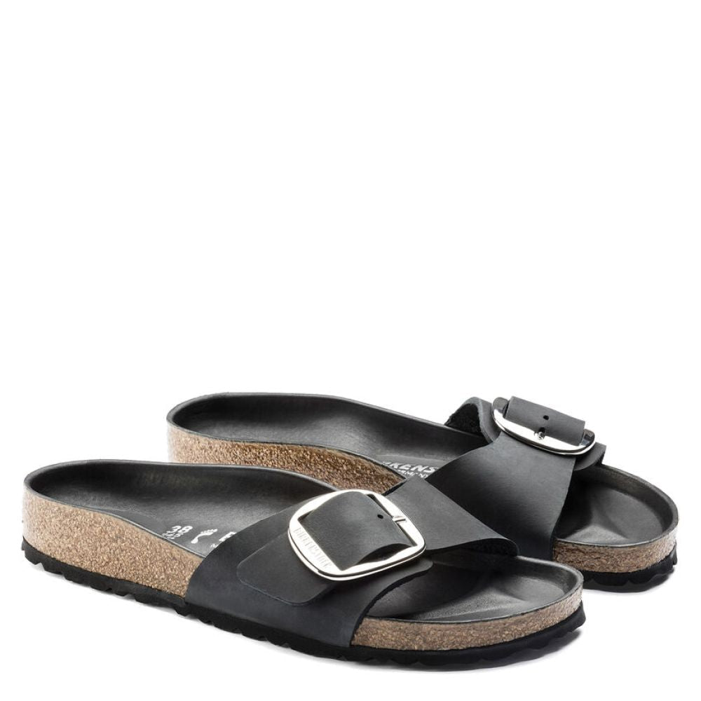 Birkenstock Madrid Big Buckle Oiled Leather in Black - Getoutside Shoes